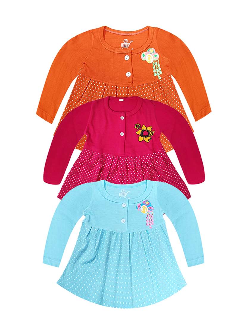 pack of 3 printed cotton blend frock