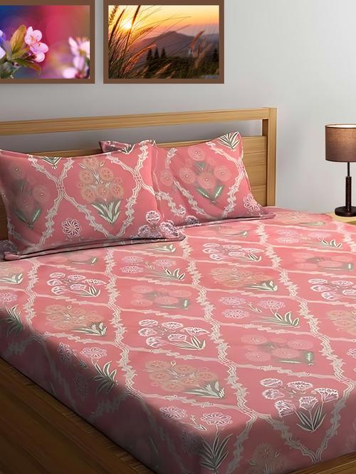 the bedilco microfiber soft cotton king bedsheet for double bed, king size 90 inches x 100 inches with 2 pillow covers - 21338386 -  Standard Image - 0
