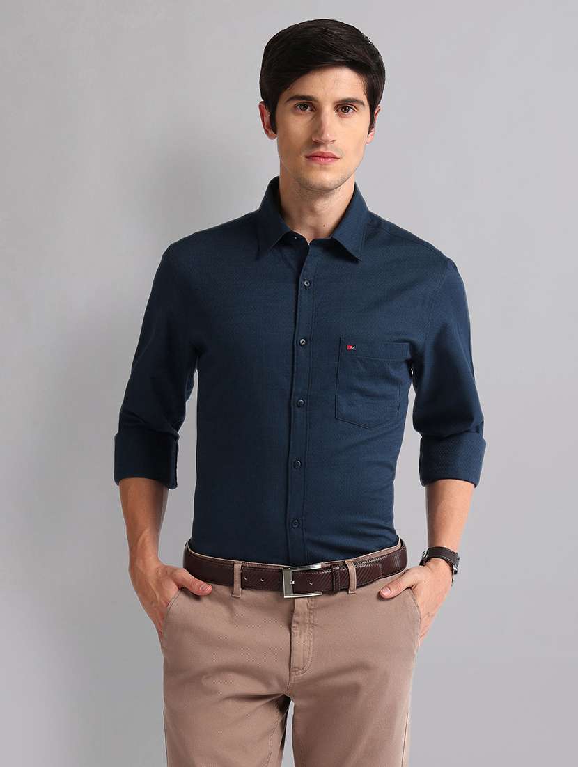 men blue cotton casual shirt - 21338391 -  Zoom Image - 0