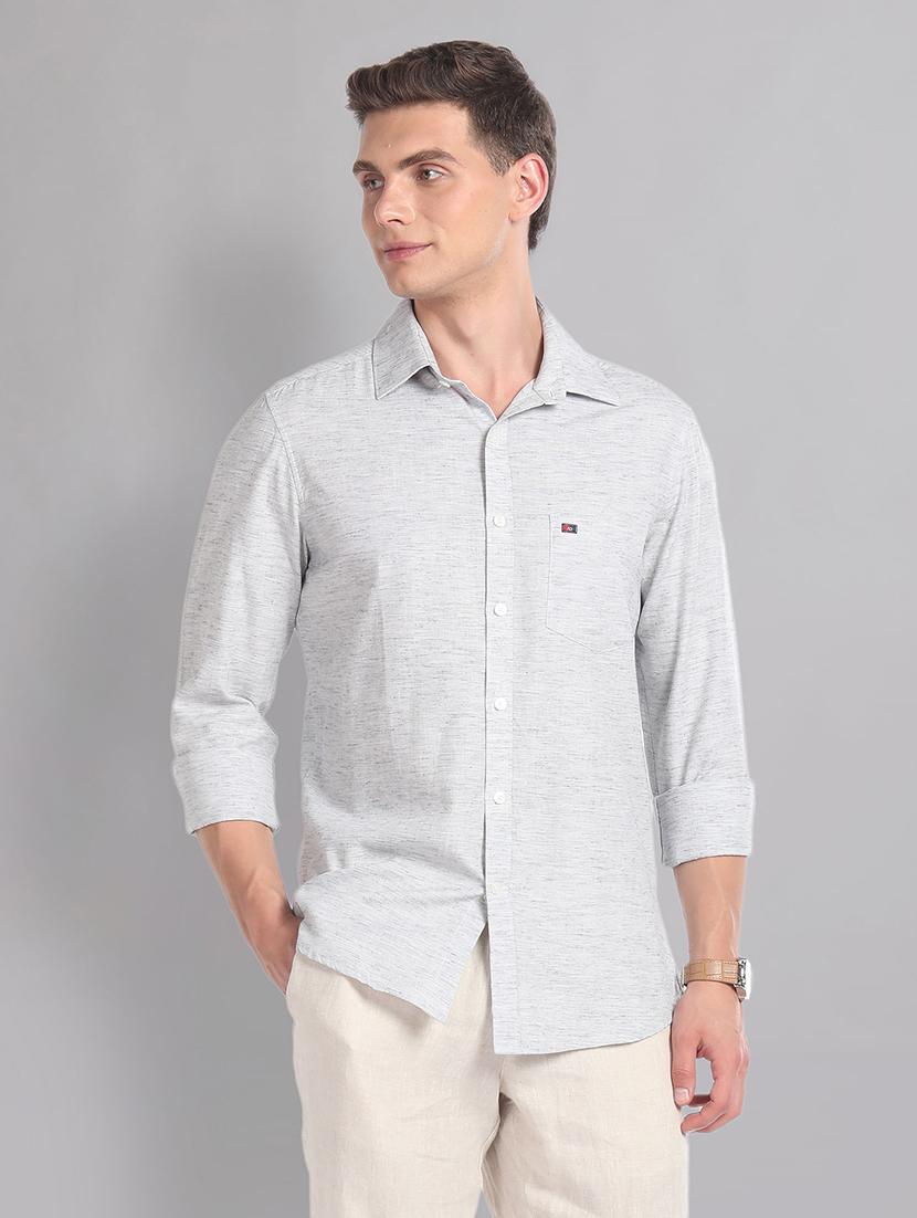 men long sleeve solid casual shirt