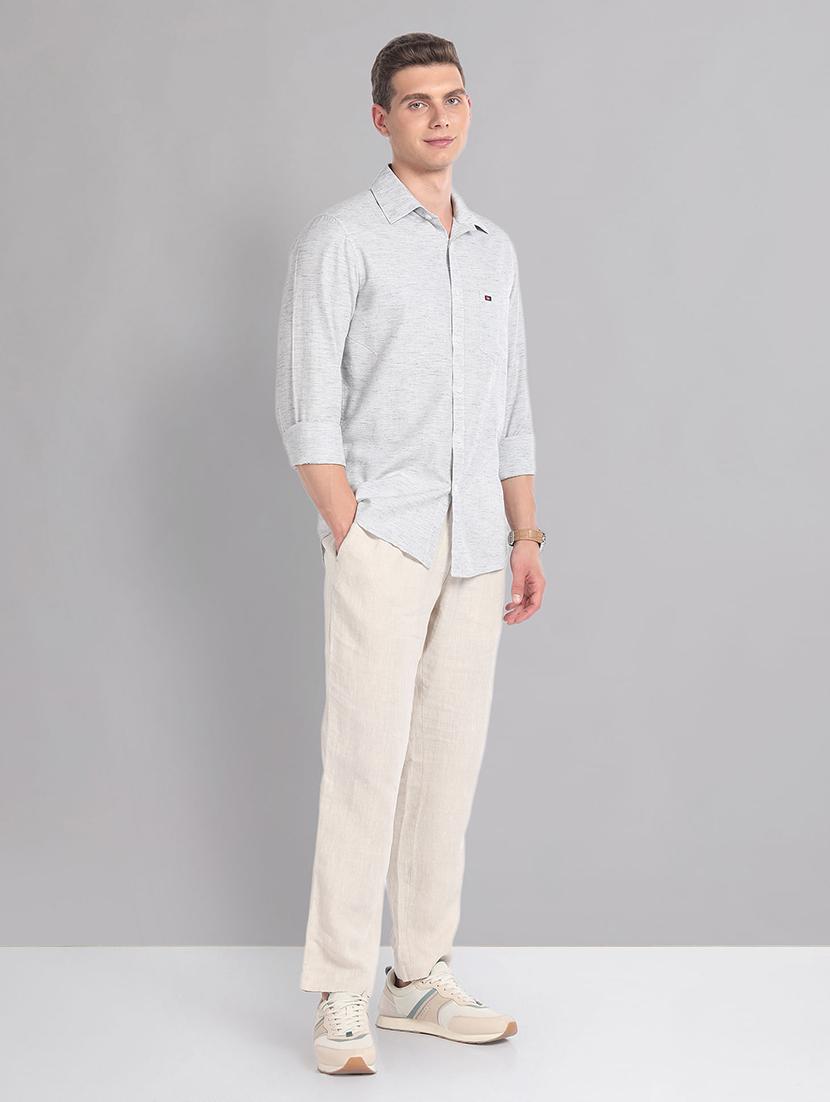 men long sleeve solid casual shirt - 21338396 - Standard Image - 3