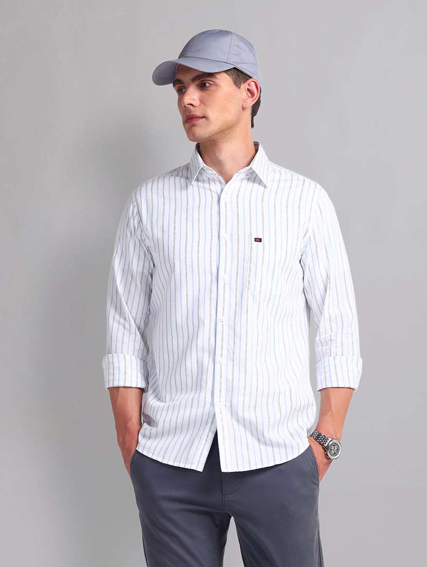 men white cotton casual shirt - 21338408 -  Zoom Image - 0