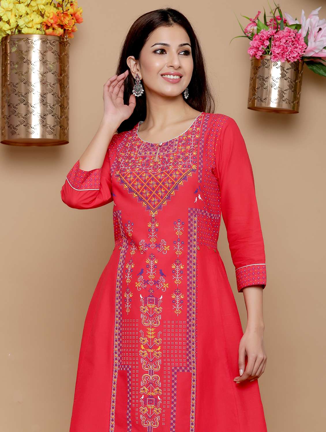 women key hole neck kurta palazzo set - 21338529 -  Standard Image - 3