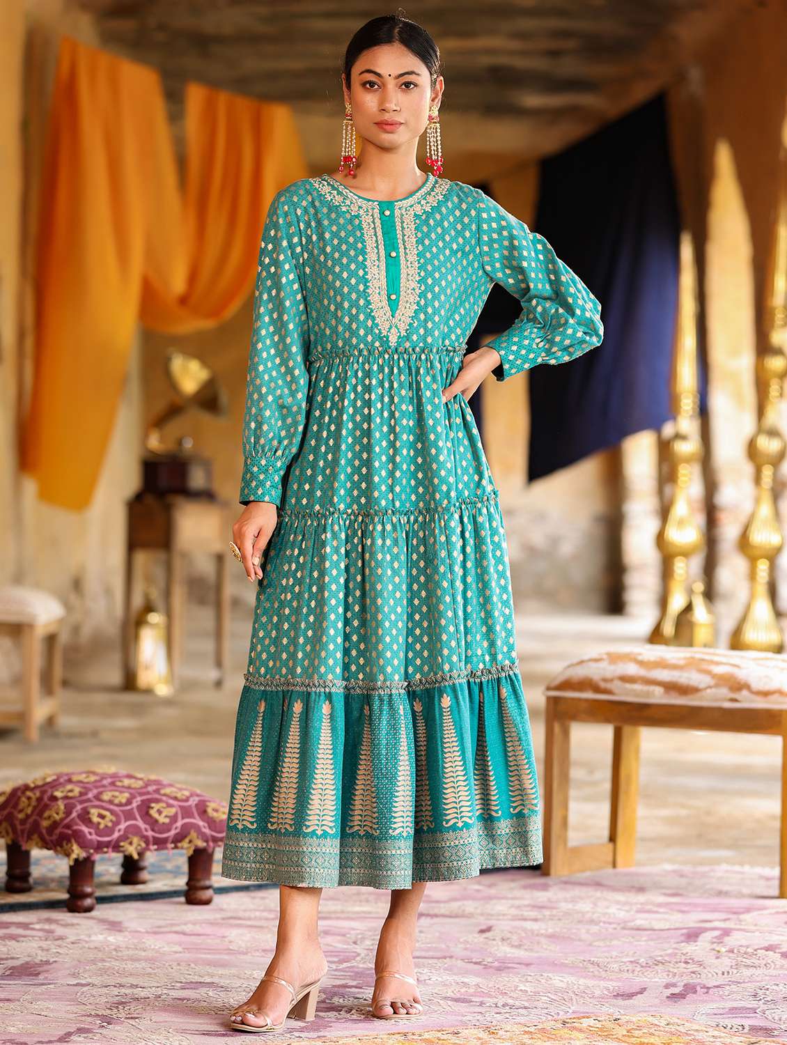 women printed tiered dress - 21338621 -  Zoom Image - 0