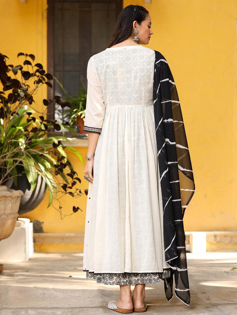 women off-white round neck flared dress - 21338661 - Standard Image - 3