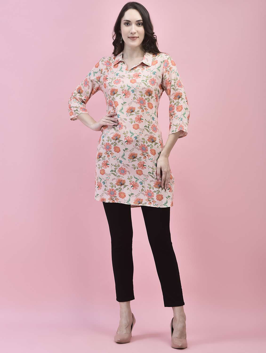 women floral printed straight kurti