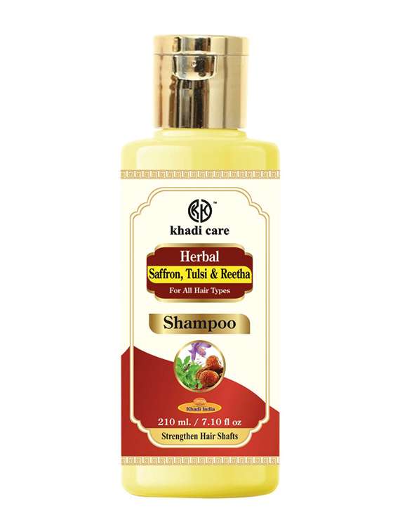 khadi care herbal saffron, tulsi & reetha shampoo - 210ml