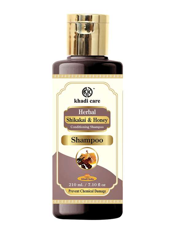 khadi care herbal shikakai & honey shampoo - 210ml