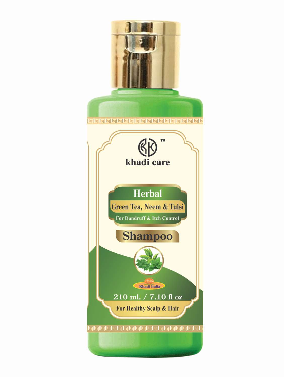 khadi care herbal green tea neem tulsi shampoo-210 ml
