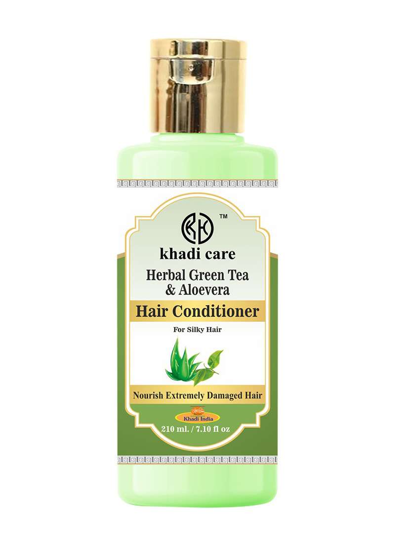 khadi care herbal green tea & aloevera hair conditioner - 210ml