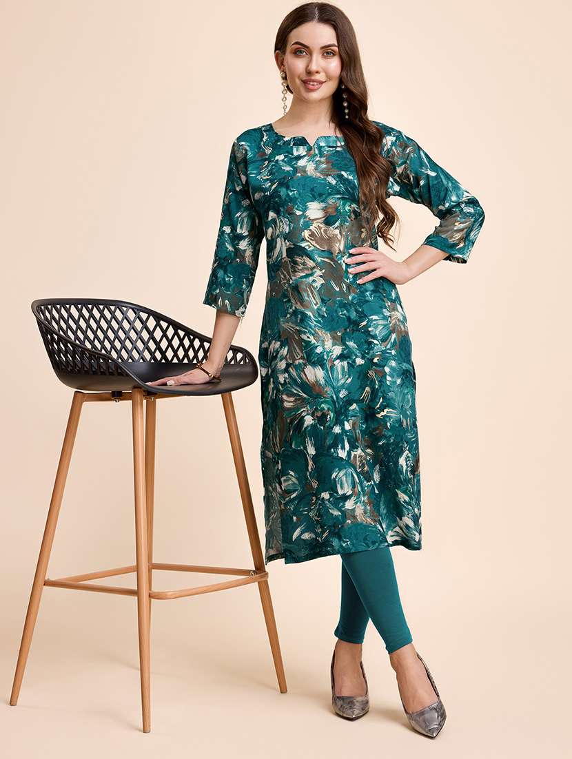 women three quarter sleeve straight kurta - 21339785 -  Standard Image - 3