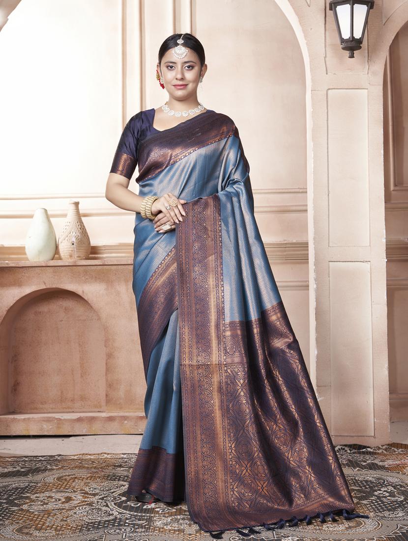 women self design kanjivaram saree with blouse - 21340485 - Zoom Image - 0