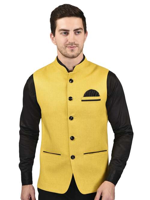 men solid cotton nehru jacket - 21340566 - Standard Image - 0