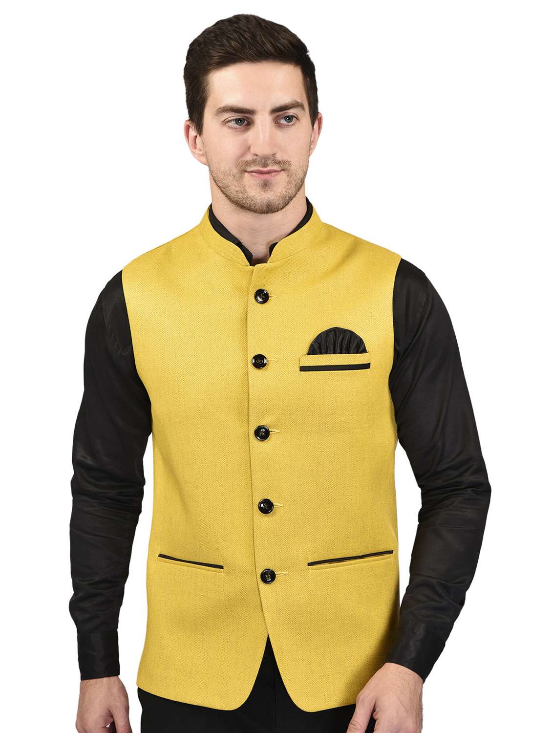 men solid cotton nehru jacket - 21340566 - Zoom Image - 0
