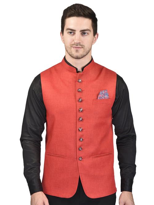 men solid cotton nehru jacket - 21340576 - Standard Image - 0