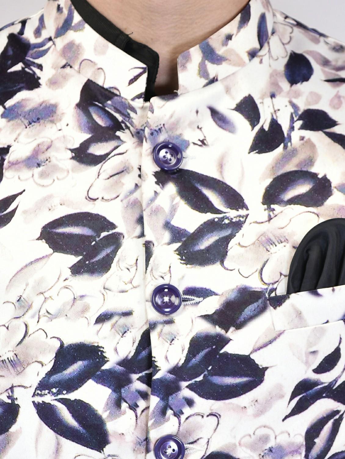 men mandarin neck printed nehru jacket - 21340577 - Standard Image - 3