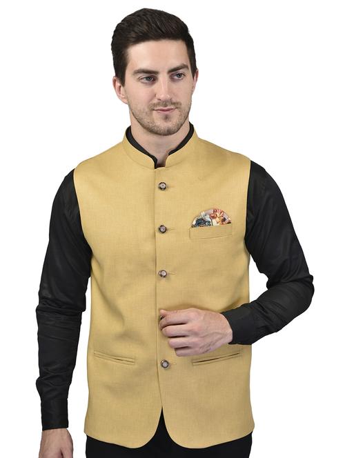 men mandarin neck solid nehru jacket - 21340594 - Standard Image - 0