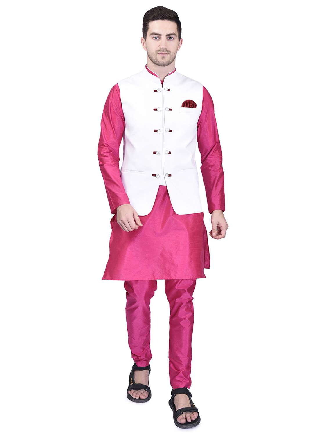 mens kurta pyjama ethnic wear set with nehru jacket