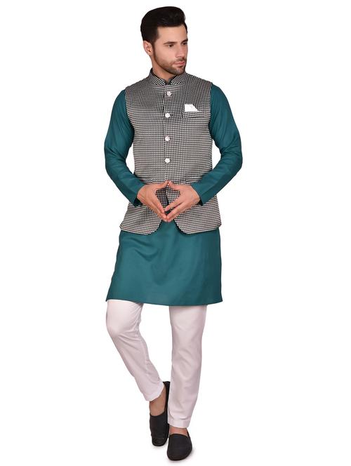 mens kurta pyjama ethnic wear set with nehru jacket - 21340728 - Standard Image - 0