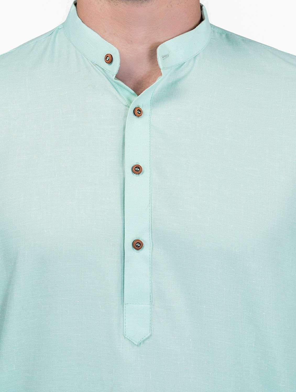 sky blue cotton blend kurta pyjama ethnic wear set - 21340764 -  Standard Image - 3