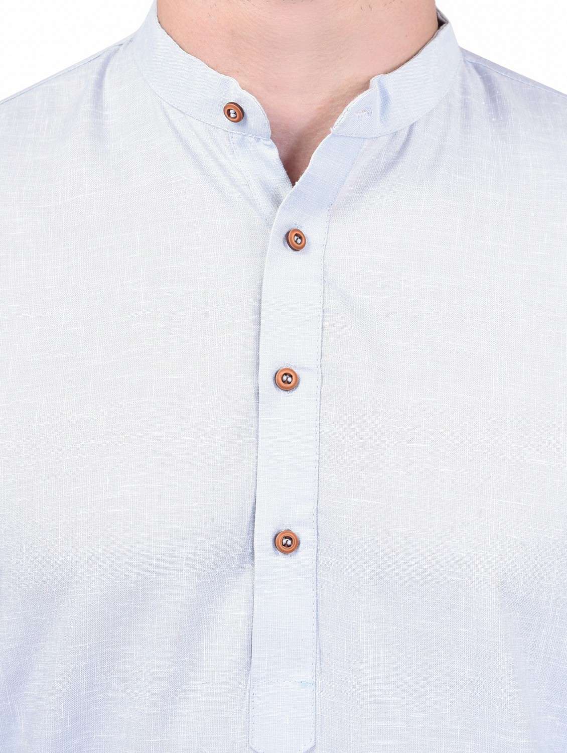 grey cotton blend kurta pyjama ethnic wear set - 21340765 -  Standard Image - 3