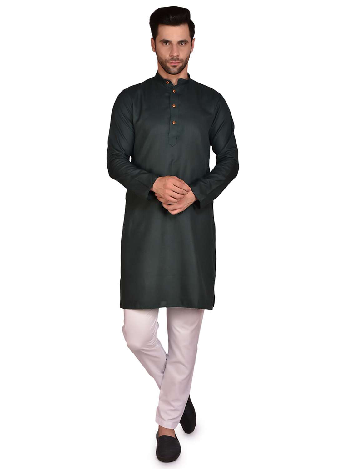 men solid kurta pyjama ethnic wear set