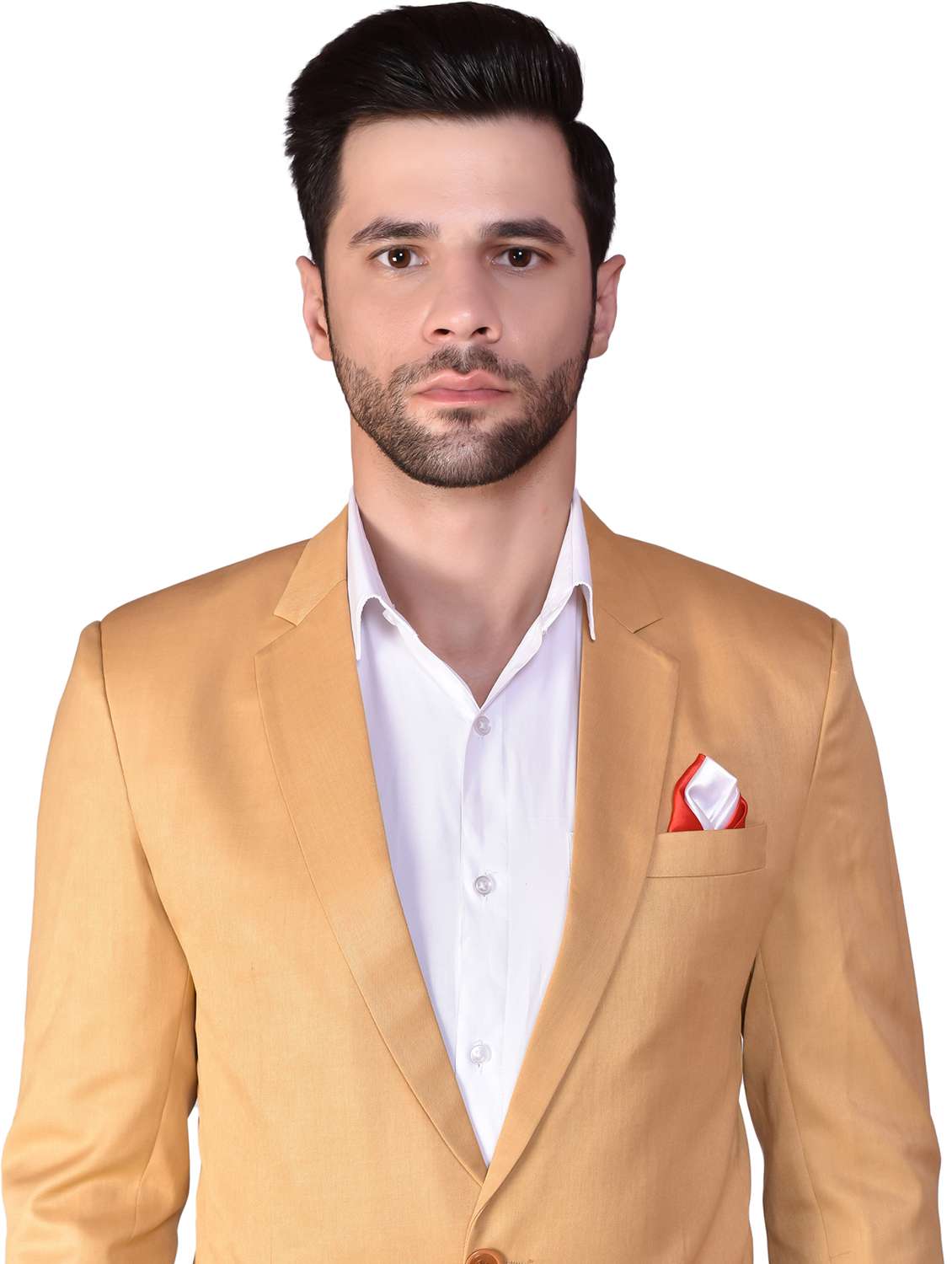 men orange cotton blend single breasted casual blazer - 21340821 -  Standard Image - 3
