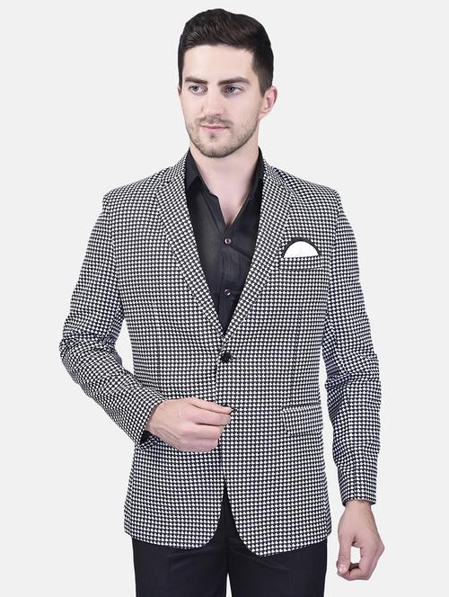 men black cotton blend single breasted casual blazer - 21340826 - Standard Image - 0