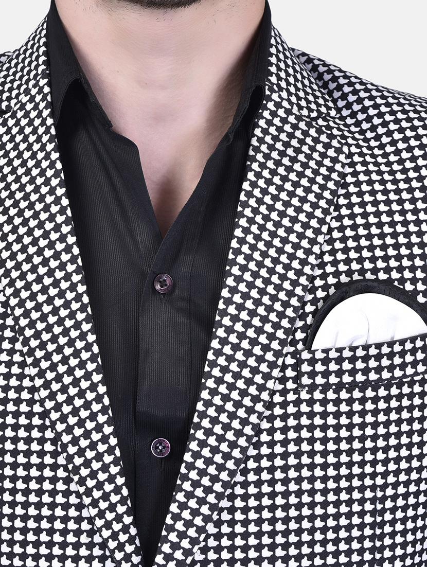 men black cotton blend single breasted casual blazer - 21340826 - Standard Image - 3