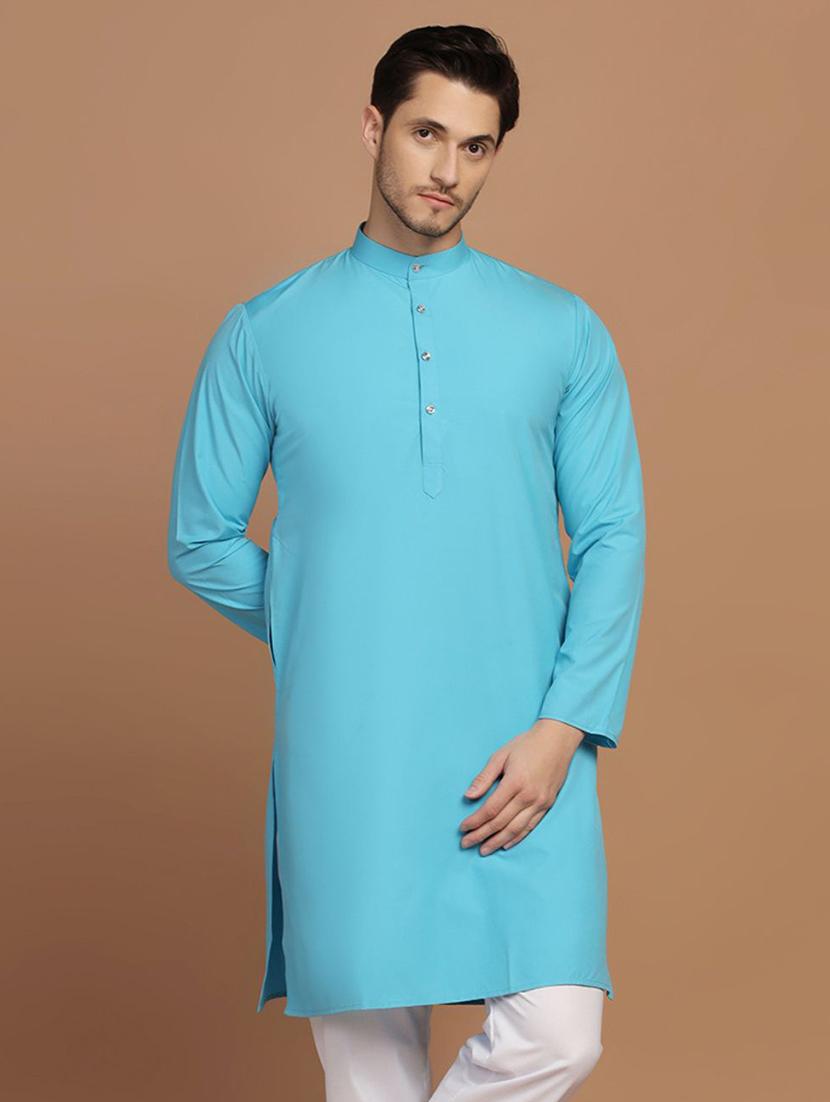 men mandarin neck solids long kurtas - 21340928 - Zoom Image - 0