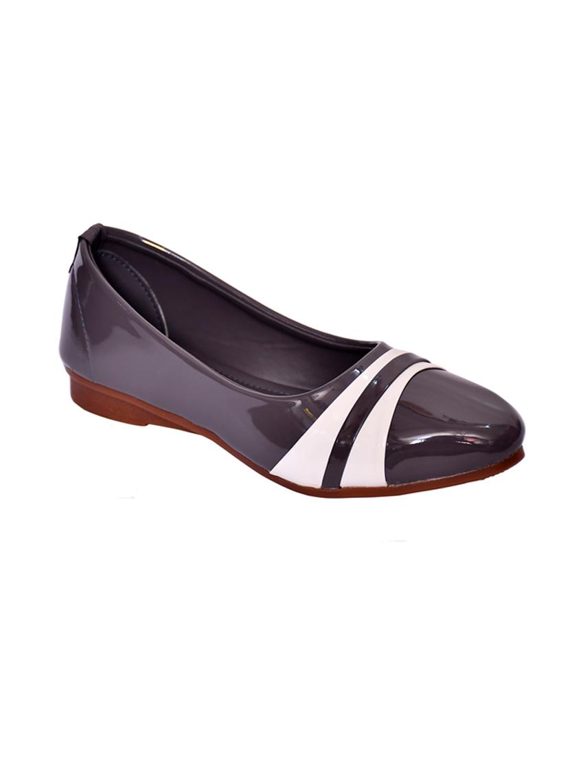 grey leatherette slip on ballerina - 21340951 - Zoom Image - 0