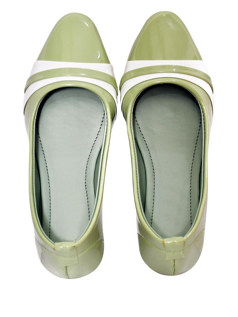 green leatherette slip on ballerina - 21340952 - Standard Image - 3