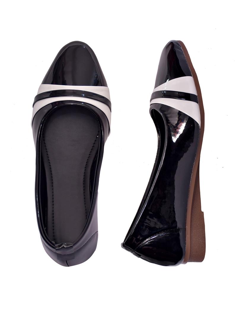 black leatherette slip on ballerina - 21340953 - Standard Image - 3