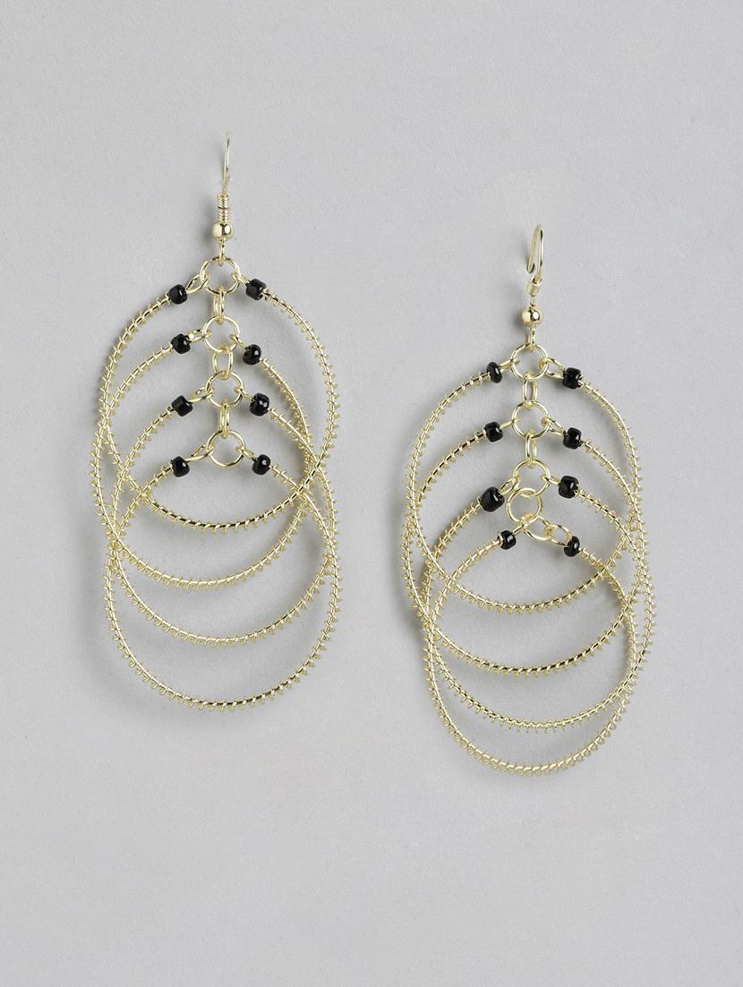 gold metal drop earrings - 21341459 - Zoom Image - 0
