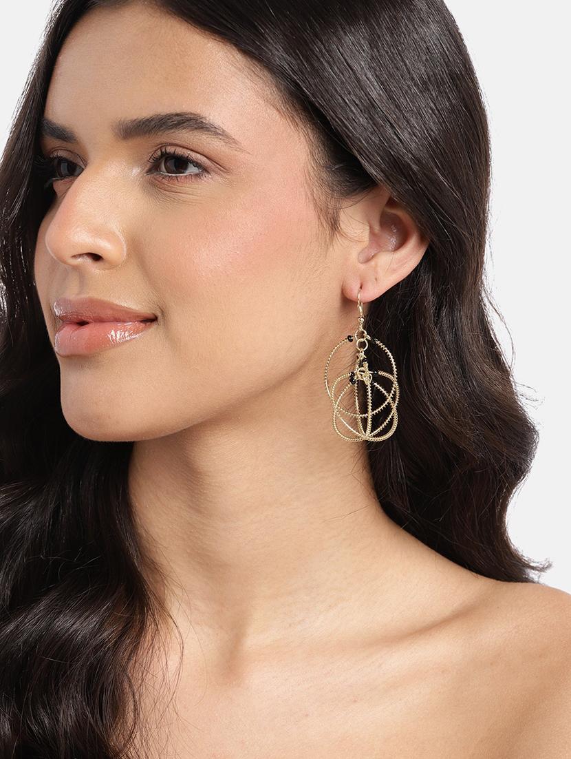 gold metal drop earrings - 21341459 - Standard Image - 3