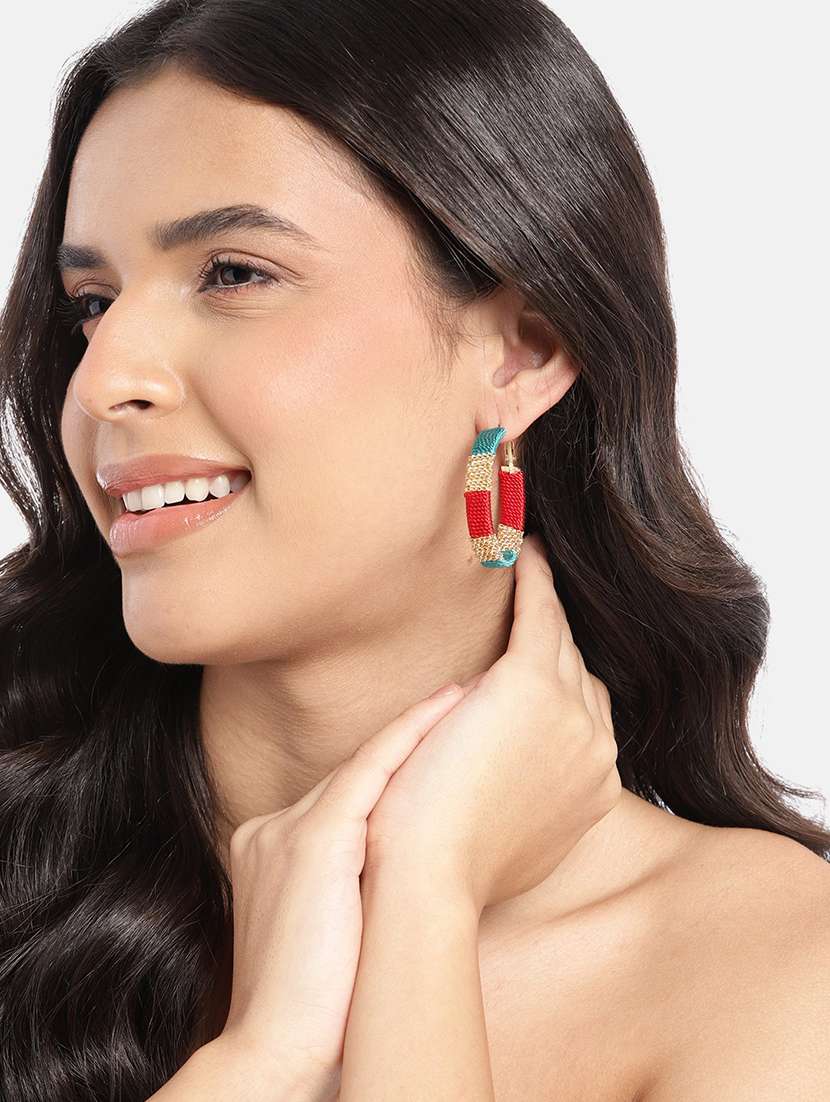 red metal hoop earrings - 21341464 -  Standard Image - 3