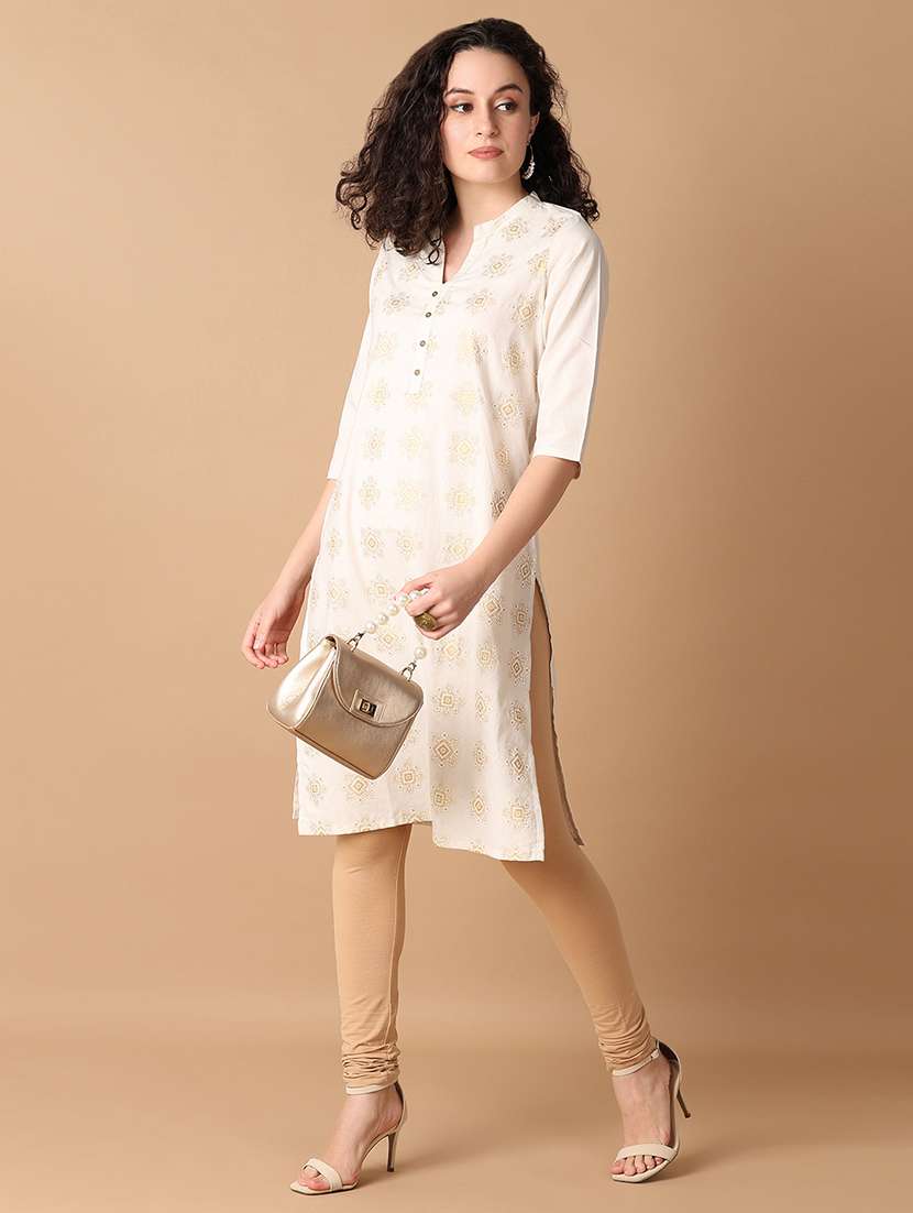 women off-white printed a-line kurta - 21341725 -  Standard Image - 3