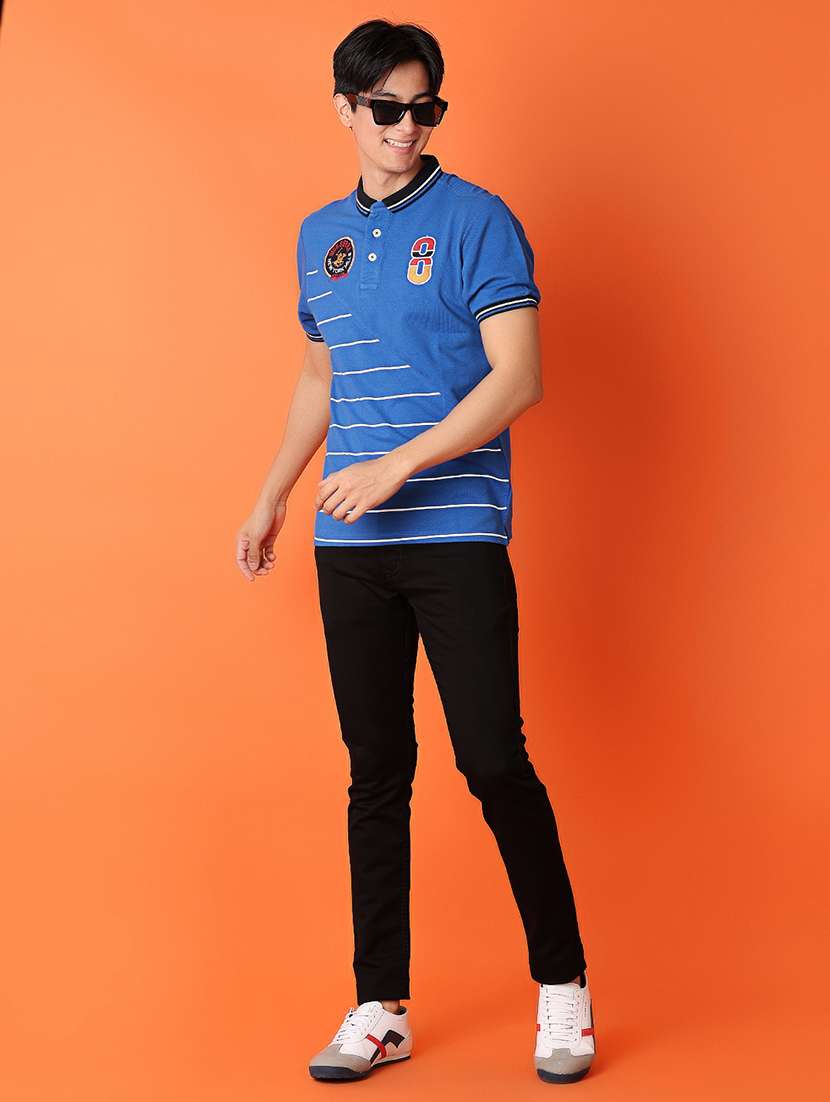 men blue cotton front print t-shirt - 21341728 -  Standard Image - 3