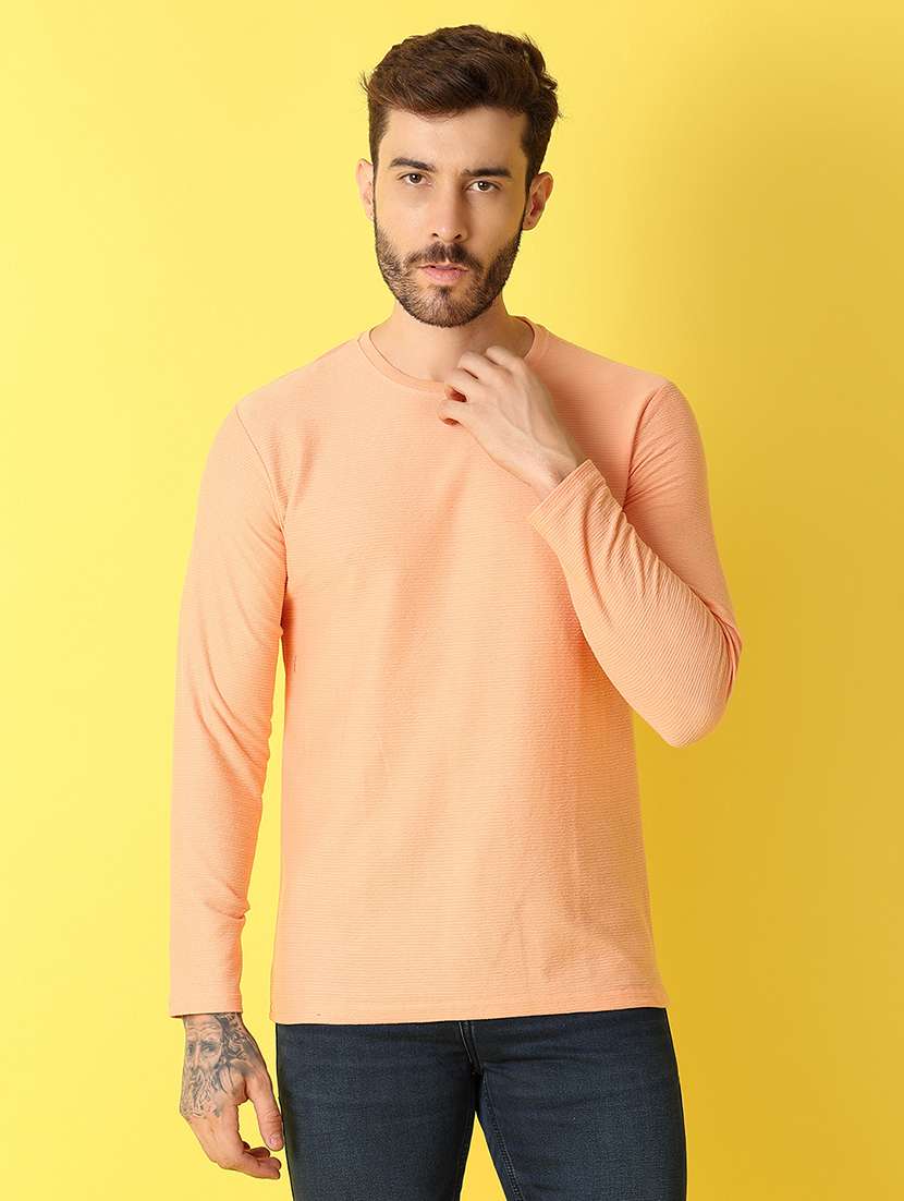 men round neck solid t-shirt