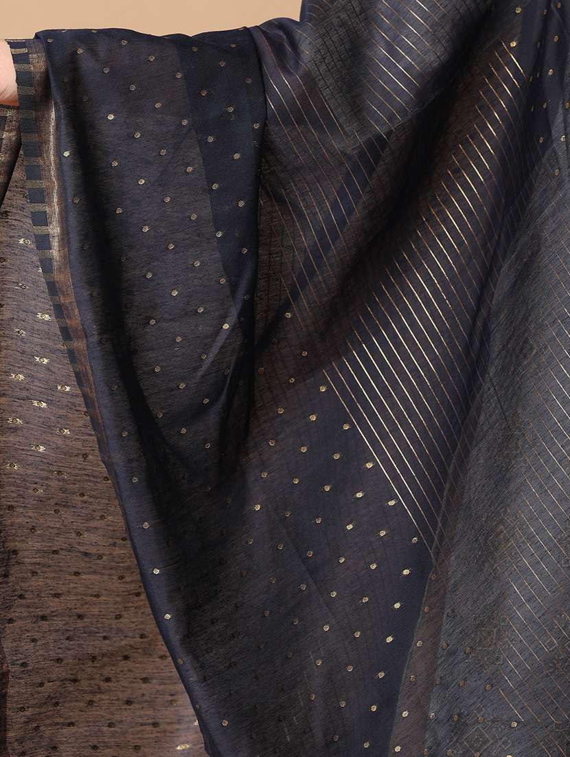 women navy blue self design dupatta - 21341773 -  Standard Image - 5