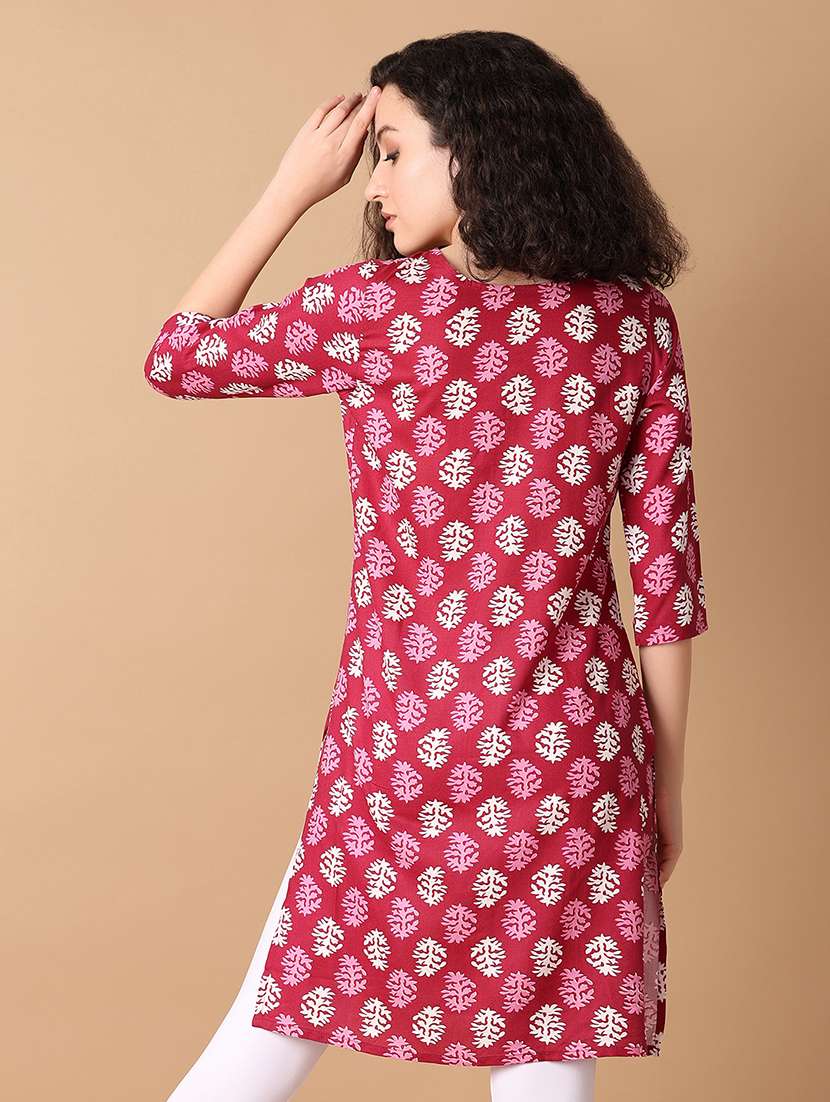 women three quarter sleeve straight kurta - 21341777 -  Standard Image - 3