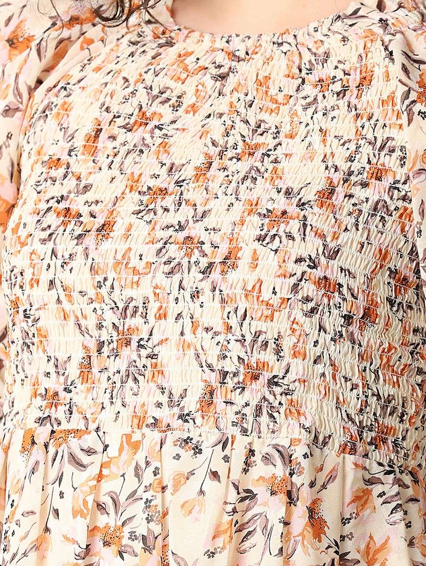 women florals puff sleeves fit & flare dress - 21341778 -  Standard Image - 5