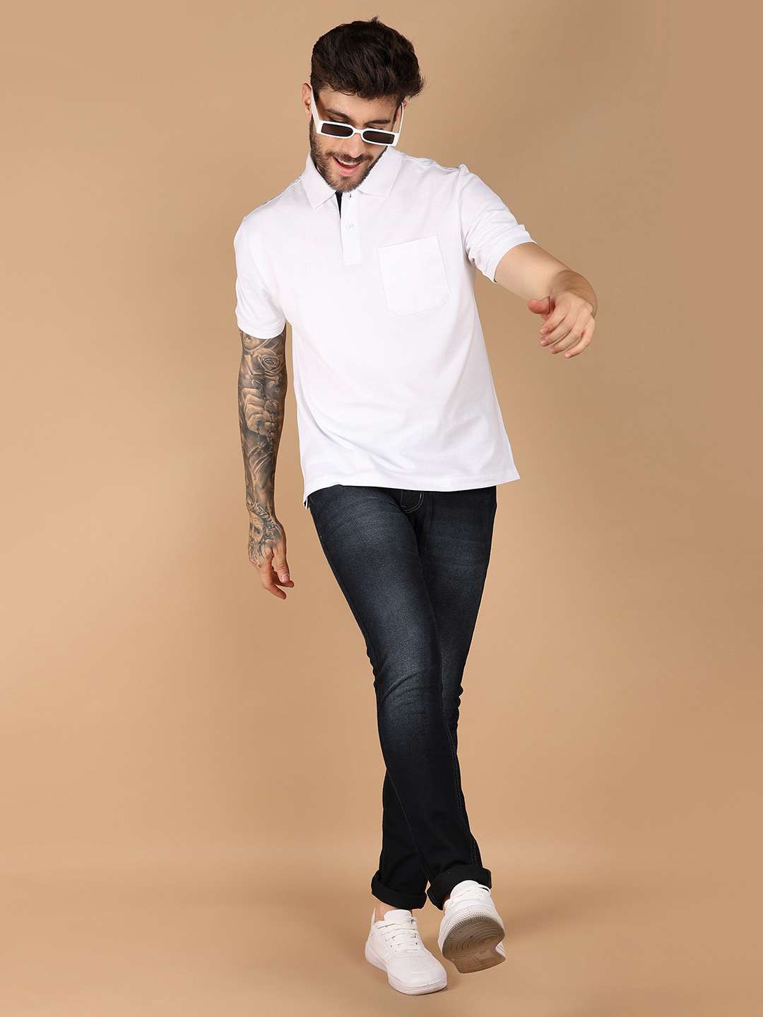 men solid cotton polo t-shirt - 21341790 -  Standard Image - 3
