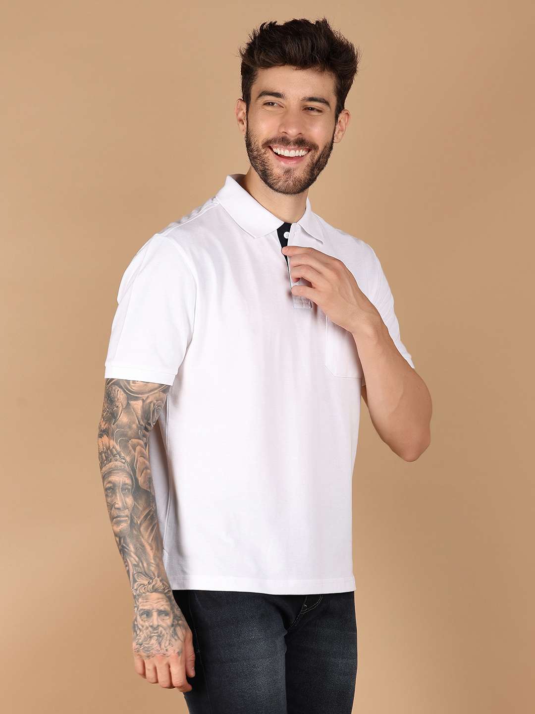 men solid cotton polo t-shirt - 21341790 -  Standard Image - 5