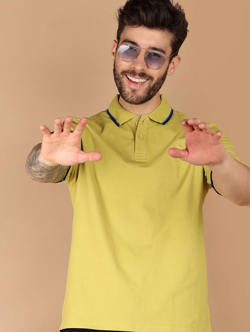 men polo neck solid t-shirt - 21341793 -  Standard Image - 3