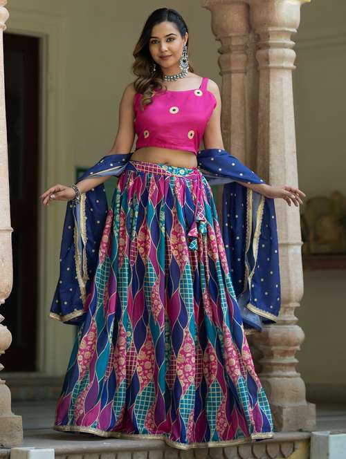 women semi-stitched lehenga choli with dupatta