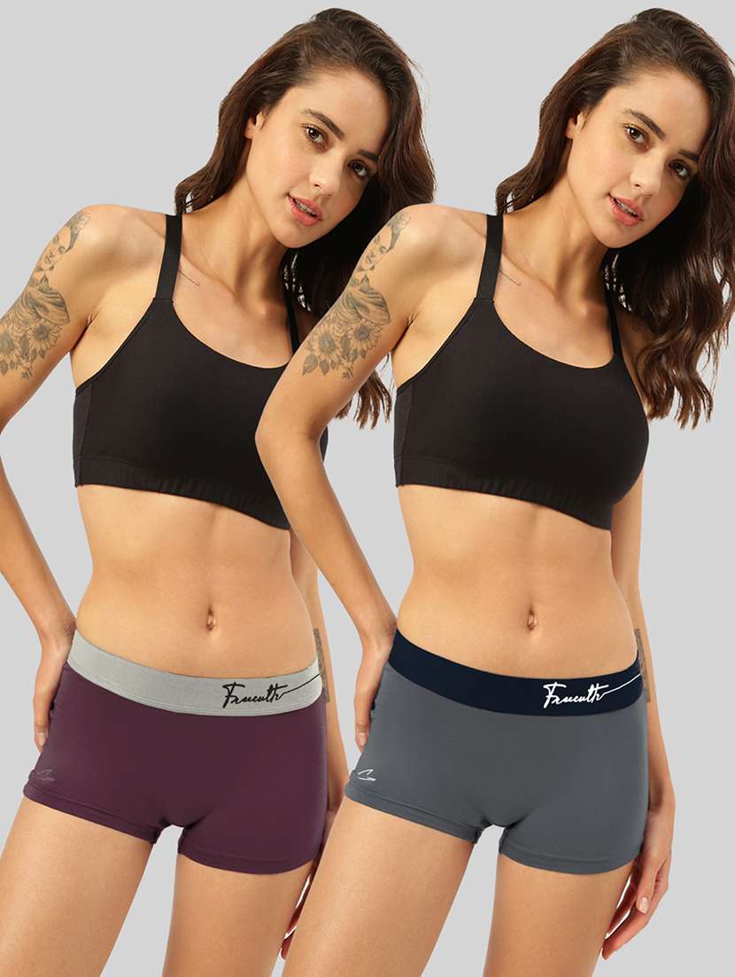 women's solid boy shorts combo