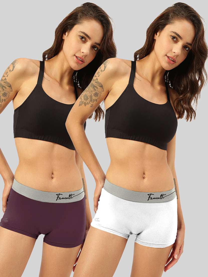 women's solid boy shorts combo