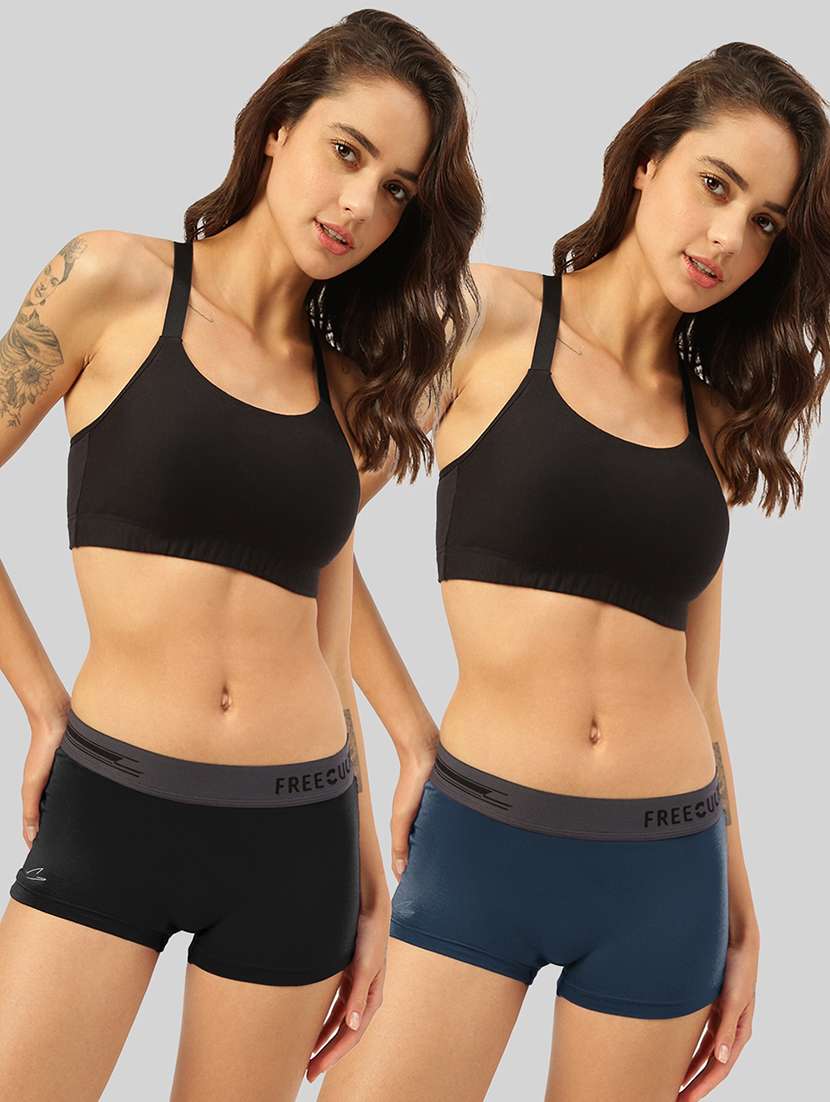 women's solid boy shorts panty combo