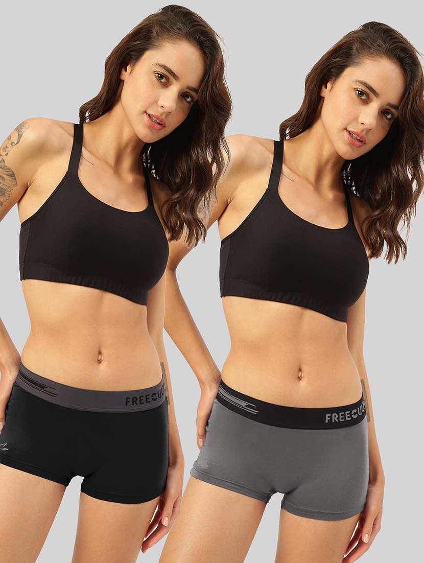 women's solid boy shorts panty combo